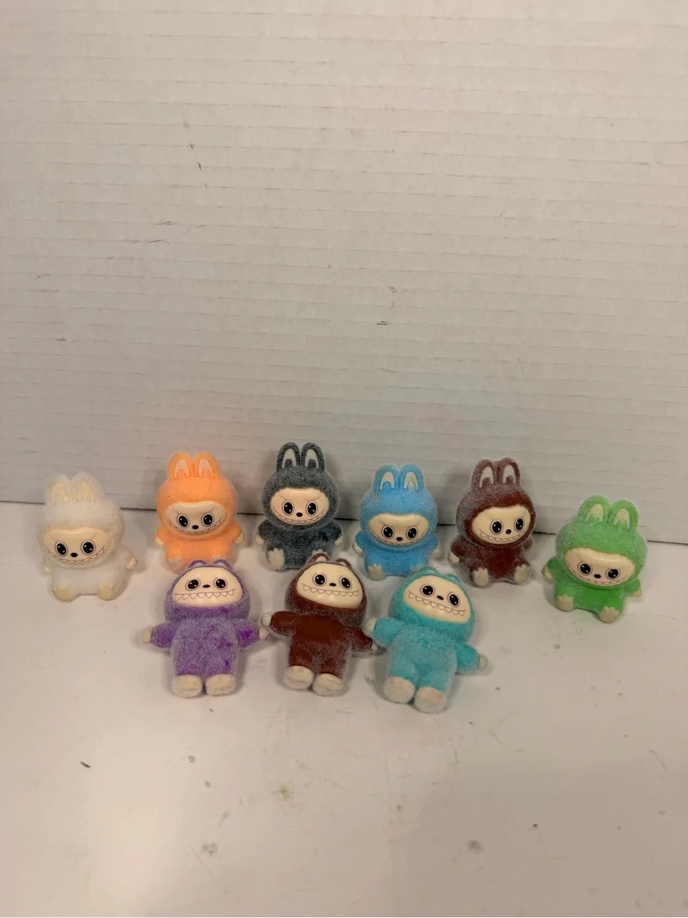 Labubu Mini Flocked Monster Figures Set of 9 Collectible Toy Dolls